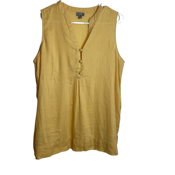 J. Jill Tops - J. Jill Women’s 100% Linen Yellow Sleeveless Tunic Tank Size L